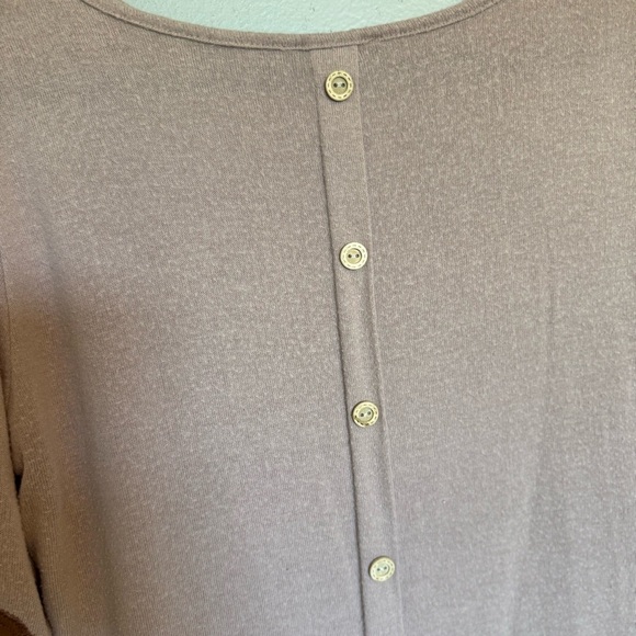 Staccato Blush Knit Brown Elbow Patch Tunic Button Down Back Size Medium - Picture 7 of 8